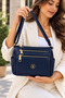 Adjustable Strap Faux Leather 3-Compartment Crossbody Shoulder Bag