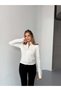 Diving Fabric Pocketed Zippered Finger-Loop Crop Top White - 3