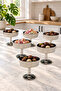Parla Series 6-Piece Footed Glass Bowl Set Silver Titanium Plated Snack Bowl Presentation Bowl Dessert Bowl Gift Dowry Box