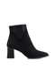 Women's Black Velvet Pointed-Toe Thick-Heeled Stylish Boots with Stone Embellishments, Comfortable and Stylish - 3