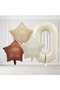 0 Age Retro Cream Beige Brown Star Foil Balloon Set with Cream Numbers Birthday Stylish Party Decoration