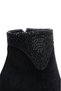 Women's Black Velvet Pointed-Toe Thick-Heeled Stylish Boots with Stone Embellishments, Comfortable and Stylish - 7