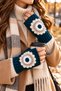 Women's Fingerless Knitted Gloves with Floral Motifs Handmade Winter Gloves Coral Orange - 3