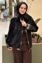 Plush Coat with Python Pattern Detail