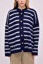 Gold Buttoned Striped Textured Knitted Cardigan - 3