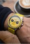 Sporty Yellow Men's Wristwatch |   44 mm Steel Case, Silicone Band - 4