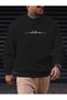 Unisex Line Whatever Printed Graffiti Design 2 Thread Crew Neck Ribbed Oversize Sweatshirt