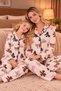 Mother and Daughter Matching Long-Sleeved Buttoned Suede Beige Color Pajama Set (the Price Is for One Set) - 2