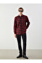 Esvab • Modern & Distinctive Standard Fit Long Sleeve Checkered Embroidered Gabardine Men's Shirt - 3