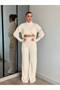 Women's White High Waist Finger-Looped Turtleneck Knitwear Set
