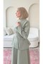 Women's Waist Tie Detailed Scuba Skirt Set - Green - 3