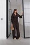Acı Kahve Fens Double Zipper Cardigan Pants Knitwear Set - 3