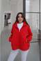 Red Collar Zippered High Collar Sweatshirt - 3