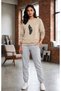 Zero Collar Sweat Suit 2-Piece Combination Winter Sharp Feather Printed Women's / Girls' Model