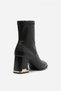 Stretch Matte Leather Zipper Detailed Thick Heeled Women's Boots Black - 4
