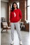 Zero Collar Sweat Suit 2-Piece Combination Winter Sharp Feather Printed Women's / Girls' Model