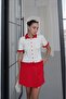 Polo Collar Cardigan with Ruffled Red Ends - 3