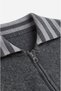 Anthracite Turn-Down Collar Cardigan with Stripe Detail - 3