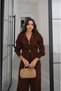 Brown Fens Double Zipper Cardigan Pants Knitwear Set - 4