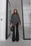 Anthracite Asymmetrical Cut Poncho Sweater - 3