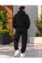 Unisex Teddy Bear Printed Oversize Hooded Sweatshirt and Sweatpants Set Top and Bottom Combination - 2