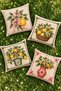 Set of 4 Patterned Lemon Flowers in a Pot Cushion Covers - 2