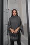 Anthracite Asymmetrical Cut Poncho Sweater - 2