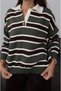 Khaki Anton Striped Polo Collar Sweater - 4