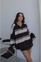 Acı Kahve Kiva Striped Oversize Sweater - 2