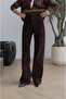 Bitter Brown Leaf Pattern Velvet Jean - 2