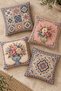 Pink Tile Flowers Patterned 4-Piece Throw Pillow Cover Set - 2