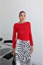 Red Gathered Tie-Back Blouse - 3