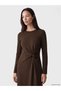 Gencc Quality with Lcw Studio Brown Diver Fabric Straight Narrow & Slim Oval Neck Midi Dress - 2