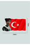 Ataturk Silhouette and Turkish Flag Sticker (24X16Cm) Shiny White Sticker - 2