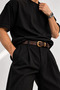 Men's 100% Genuine Leather Thin Antique Yellow Buckle Belt 2.5 cm - 4