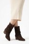 Sermor Women's Classic Heeled Boots with Gathered Heel Detail in Brown Suede - 4