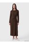 Gencc Quality with Lcw Studio Brown Diver Fabric Straight Narrow & Slim Oval Neck Midi Dress