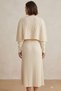 Women's Ecru Knitted Patterned Cape Poncho and Long Sleeve Knitwear Dress Two-Piece Set - 2