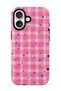iPhone 16 Compatible - Pink Candy Star, Double Layer Cover, Shiny Surface Protective Case