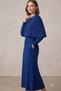 Women's Saks Knitted Patterned Cape Poncho and Long Sleeve Knitwear Dress Two-Piece Set - 3