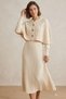 Women's Ecru Knitted Patterned Cape Poncho and Long Sleeve Knitwear Dress Two-Piece Set - 5