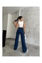Kallina Navy Blue Wide Leg Lycra Jeans: Women's Loose Wide Leg Palazzo Jeans - 4