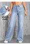 Blue Snow Women's High Waist Palazzo Jeans, Lycra Wide Leg Loose Pants - Quality Fabric, Durable Stitching, Special Washing