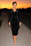 Women's Double-Breasted V-Neck Long Sleeve Draped Velvet Midi Evening Dress with Ruffle Detail - 5