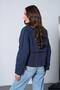 Women's Navy Blue Double-Breasted Collar Short Trench Coat Pc778 - 8