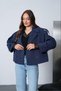 Women's Navy Blue Double-Breasted Collar Short Trench Coat Pc778 - 4
