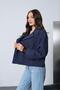 Women's Navy Blue Double-Breasted Collar Short Trench Coat Pc778 - 6