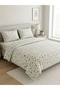 Ranforce Cotton Fabric Double Bedding Set White with Green and Blue Flowers