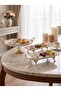 3-Piece Porcelain Dessert & Presentation Set - Round Cake Stand with Stand, Rectangular Tray with Handle, and Oval Serving Plate