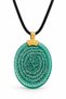 Green Agate Stone Oval Pendant with the Seal of Na'L-I Şerif Hakkani Written on It, Unisex